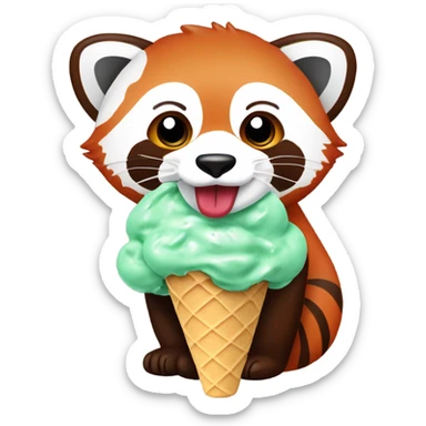 1 Red panda eating a mint chocolate chip ice cream  sticker
