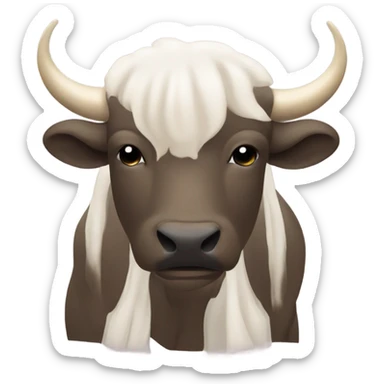 A buffalo praying looking up to heaven and the face of Jesus in the sky looking down sticker