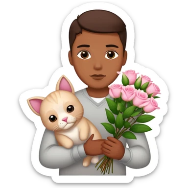 The bad boy is holding a bouquet of pink jasmine roses sticker