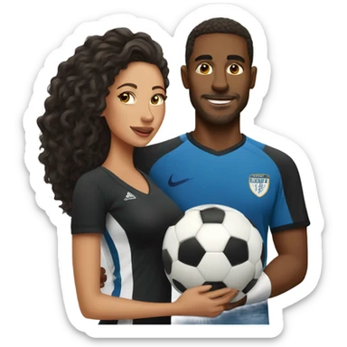 pretty women with her soccer player husband  sticker