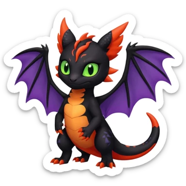 Cute adorable Litten-Salandit-Noibat-Toothless-fusion, full body sticker