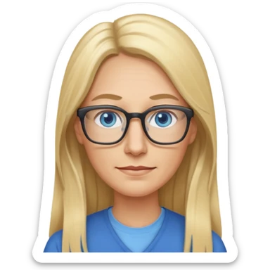 a 40 year old teacher with really long blonde hair and blue eyes long face smaller eyes sticker