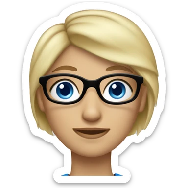 female Teacher files glasses blonde pixie haircut blue eyes sticker