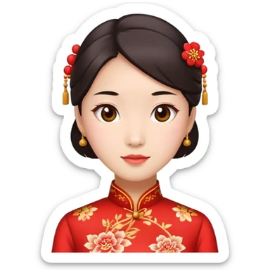 Chinese person in a red cheongsam sticker
