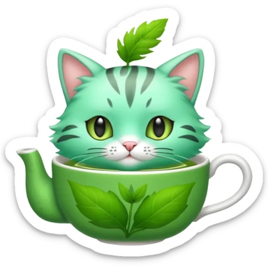 Minty Leaf Juicy Feline Fluffy Tea Sprigatito-Fakémon-creature sticker