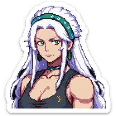 Tengen Uzui with a smirk, Sound Hashira from Demon Slayer, white hair, headband, muscular sticker