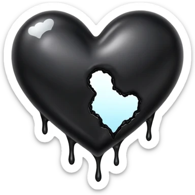 black broken heart oozing black goo sticker