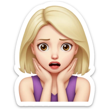 Woman with arms crossed holding neck, eyes scared and tongue out  sticker