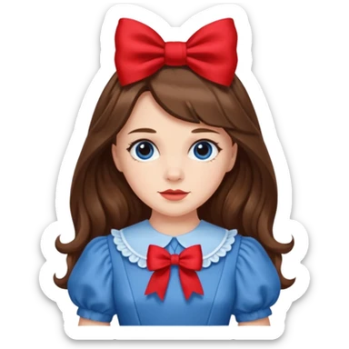 Dorothy Gale from the Wizard of Oz with long brown hair with red bow sticker