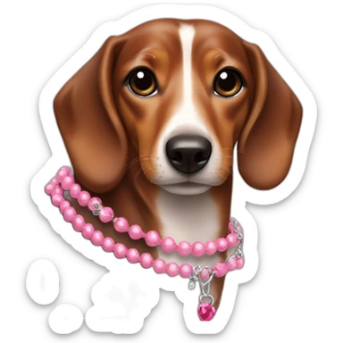 dashund with a pink necklace sticker