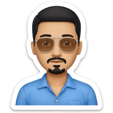 Indian man with  black hair and Goatee and sunglasses sticker