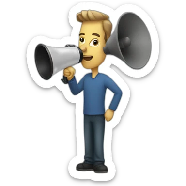 man with a loudspeaker sticker