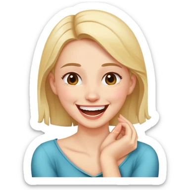 girl hand crossed over her neck while laughing  sticker