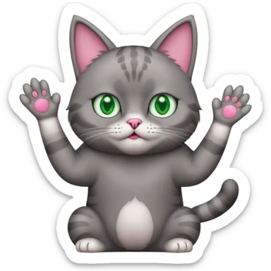 A cat lifting both paws, shrugging, and making a bewildered face sticker