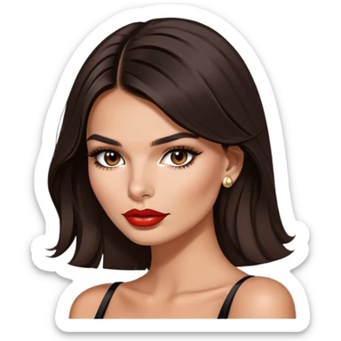 Glamorous model with dark hair and full lips, Emily Ratajkowski portrait sticker