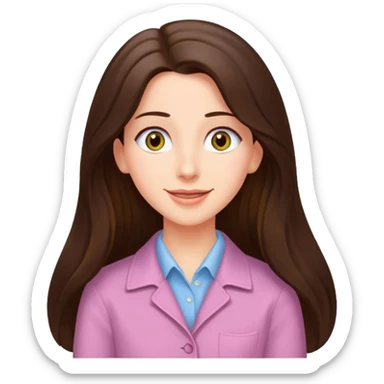 happy long haired brunette girl hazel eyes in light pink watching seinfeld sticker