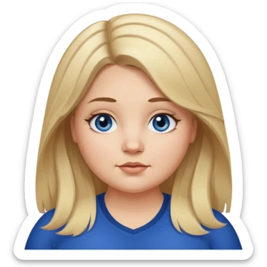 fat white girl long light brunette / blonder8 hair girl with darker roots in her hair middle part and dark blue eyes that's not really tan but not pale sticker