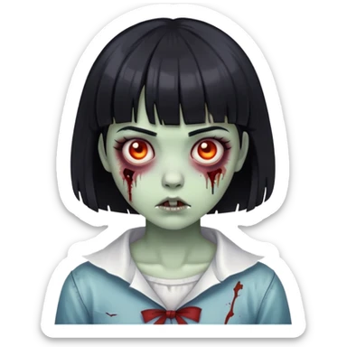 zombie girl cabelo curto preto com franja sticker