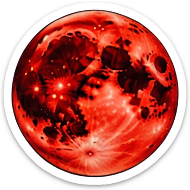 Edgy Black night sky with big Red crimson-moon Aesthetic Scenery sticker