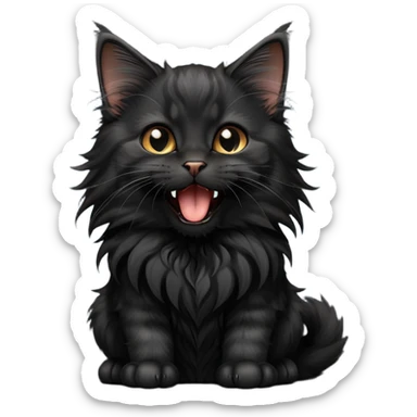 cinematic-yawning black-maine-coon-kitten-portrait-emoji,-head-tilted-playfully-and-inquisitively,-sleek--black-fur,-simplified-yet-adorable-features,-highly-detailed,-glowing-with-a-warm,-friendly-glow  sticker