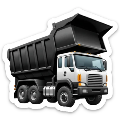 Camión volquete en 2d, en blanco y negro y descargando la carga sticker