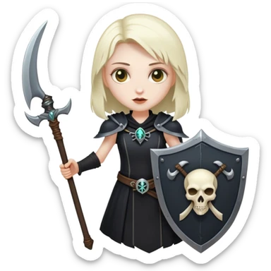 Necromancer girl with scythe and shield sticker