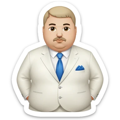 Fat Armenian oligarch with bowlcut wearing white suit sticker