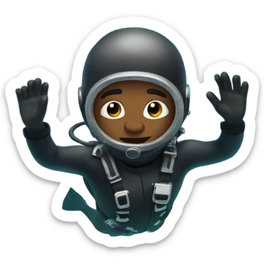 Black guy in scuba suit diving into ocean sticker