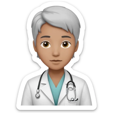 androgynous medium tone skin physician sticker