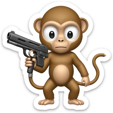 Monkey gangster holding an uzi gun sticker