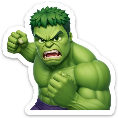 angry Hulk smashing with fists sticker