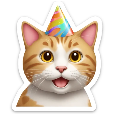 cat with birthday hat sticker