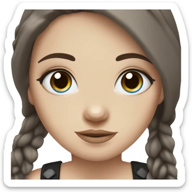 beautiful white girl with tattoos, with long dark brown hair and blue eyes sticker