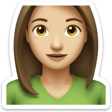 pretty 40 year old woman with grass green eyes and shoulder length straight brown hair parted in the middle works in software product management sticker