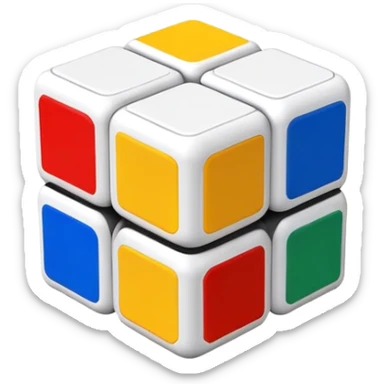 A 3x3 Rubik's Cube with classic colors: yellow, blue, red, green, orange, white, minimalist iOS emoji style sticker