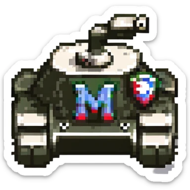 tank with the letter M written on it sticker