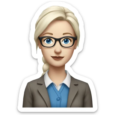 Hyper Realistic pale female lightly tattooed teacher glasses and blue eyes sticker