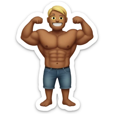 Flexing emoji with jelly roll abs sticker