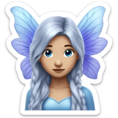 Beautiful, blue flower, fairy, blue, silver, purple, long hair, big wings sticker
