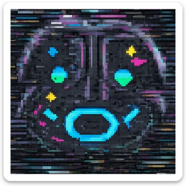 Add animated static lines to the broken screen emoji in pixel art style, keeping the background transparent. Maintain the pixelated look and glitchy effect with static lines animation. sticker