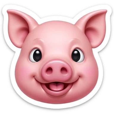 Cinematic Comical Pig Portrait Emoji, Head tilted dramatically with an exaggeratedly amused expression, featuring a striking rosy-pink hide with a playful snout and wide, expressive eyes filled with playful disbelief, Simplified yet hilariously expressive features, highly detailed, glowing with a slightly sassy glow, high shine, dramatic yet playful, stylized with an air of cheeky mischief, bright and endearing, soft glowing outline, capturing the essence of a spirited and over-the-top pig, so meme-worthy it feels like it could oink its way into internet fame instantly! sticker