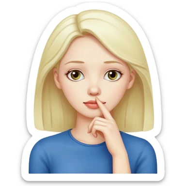 I want an emoji of a woman with cancer, the expression must be that of someone thinking, with their hand touching their chin.
 sticker