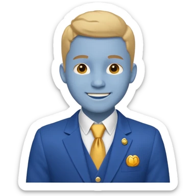 i need an image of a man named clyde who provides basic credit reports. wears a blue blazer with gold button and open necked white shirt  sticker