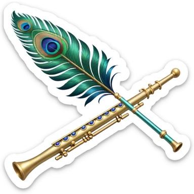 Peacock feather flute sticker