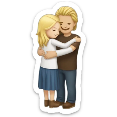 Hug white man brown hair and white girl blond hair sticker