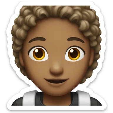 Brown-haired with a little white strand of hair girl smiling  sticker