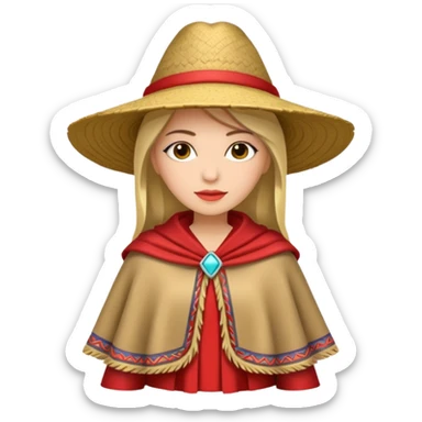 woman with fashion pancho no hat sticker