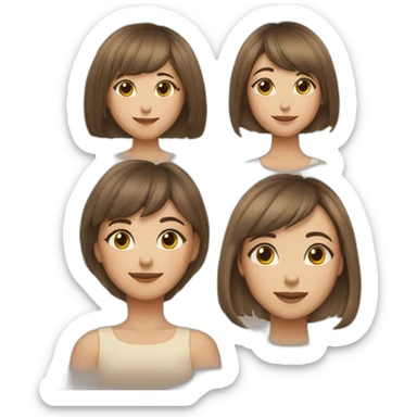 A woman with a short bob haircut and a little girl with a short bob and blunt bangs are standing together. sticker