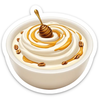 Bowl of Greek yogurt with honey and walnuts  sticker