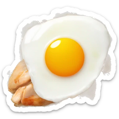 a bowl of rice with two eggs and chicken thigh front view sticker